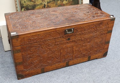 Lot 1465 - A 20th Century Chinese Camphorwood Chest,...