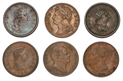 Lot 86 - 6x 19th Century Pennies, to include; George...