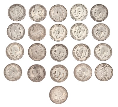 Lot 53 - 21x UK Halfcrowns, to include; Victoria, 1887,...