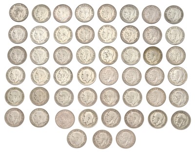 Lot 70 - George V, Halfcrowns, 51 in total, mixed dates...