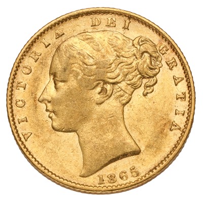 Lot 160 - Victoria, Sovereign 1865, die no. 2 (Marsh 50,...