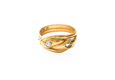 Lot 387 - An 18 Carat Gold Diamond Snake Ring, the...