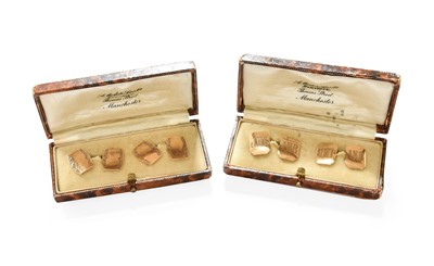 Lot 364 - Two Pairs of 9 Carat Gold Cufflinks, each...