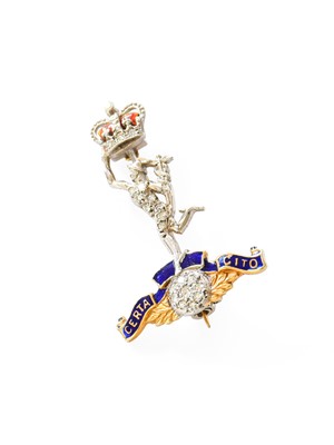 Lot 418 - A 9 Carat Gold Enamel and Diamond Royal Signal...