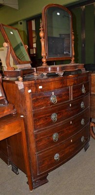 Lot 749 - A Victorian mahogany bow front four height chest and three Victorian toilet mirrors