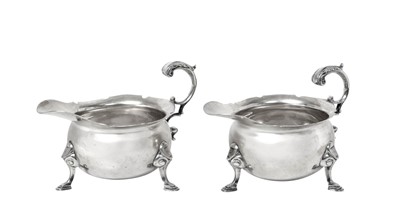 Lot 2118 - A Pair of George VI Silver Sauceboats