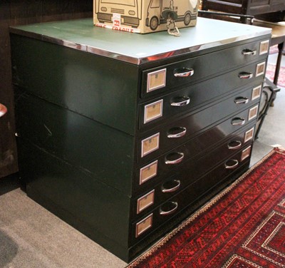 Lot 1342 - A Six Drawer Steel Plan Chest, 114cm by 79cm...