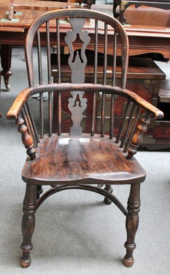 Lot 1329 - A Yew Wood Windsor Chair, with crinoline...