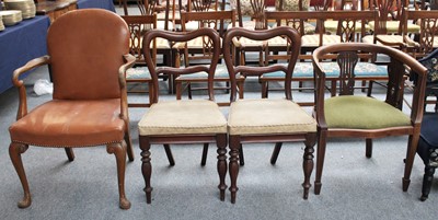 Lot 1332 - An Edwardian Mahogany Horse Shoe Backed Chair,...