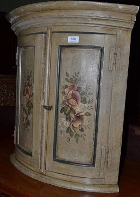 Lot 756 - A painted pine hanging corner cupboard