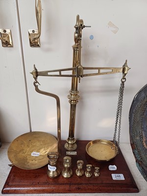 Lot 248 - A Set of Victorian Beam Scales, on mahogany...