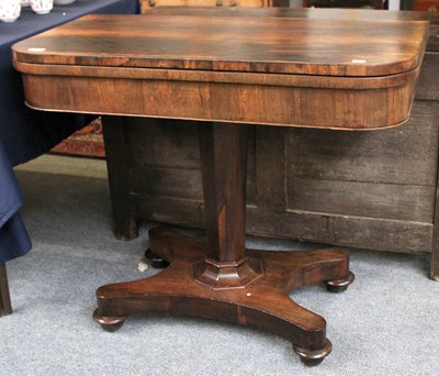 Lot 1350 - A Regency Rosewood Fold Over Card Table,...