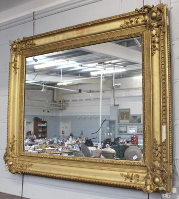 Lot 1293 - A Victorian Gilt and Gesso Framed Mirror,...