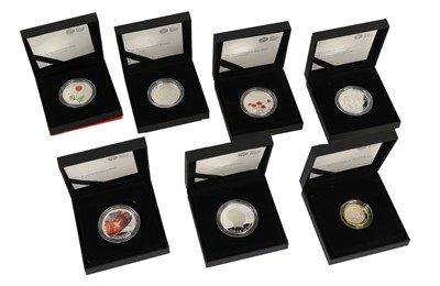 Lot 317 - 7x Royal Mint Silver Proof Coins, comprising;...