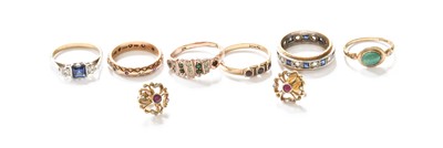 Lot 392 - Six Rings, comprising of two 9 carat gold...