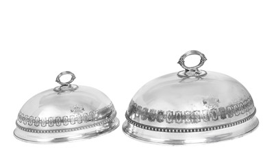 Lot 2033 - A Graduated Pair of Victorian Silver Plate Meat-Dish Covers
