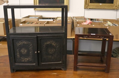 Lot 1434 - A Chinese Lacquered Two Tier Side Cabinet,...