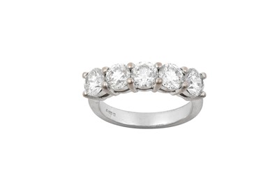 Lot 2280 - An 18 Carat White Gold Diamond Five Stone Ring...