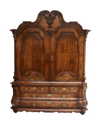 Lot 435 - A Dutch Walnut and Crossbanded Armoire, late...