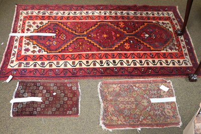 Lot 1098 - Kashgai Rug, the field with three stepped...