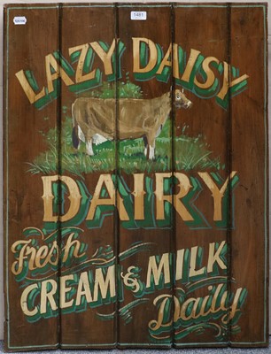 Lot 1481 - A Reproduction Painted Wooden Sign ''Lazy...