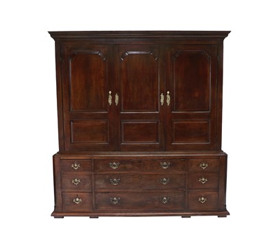 Lot 290 - A George II Joined Oak Press Cupboard,...