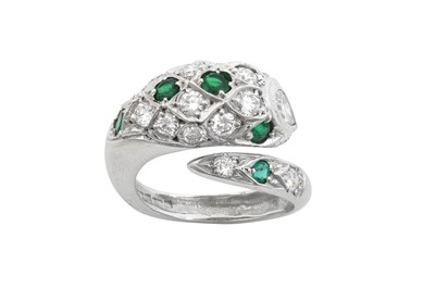 Lot 2256 - An 18 Carat White Gold Emerald and Diamond...