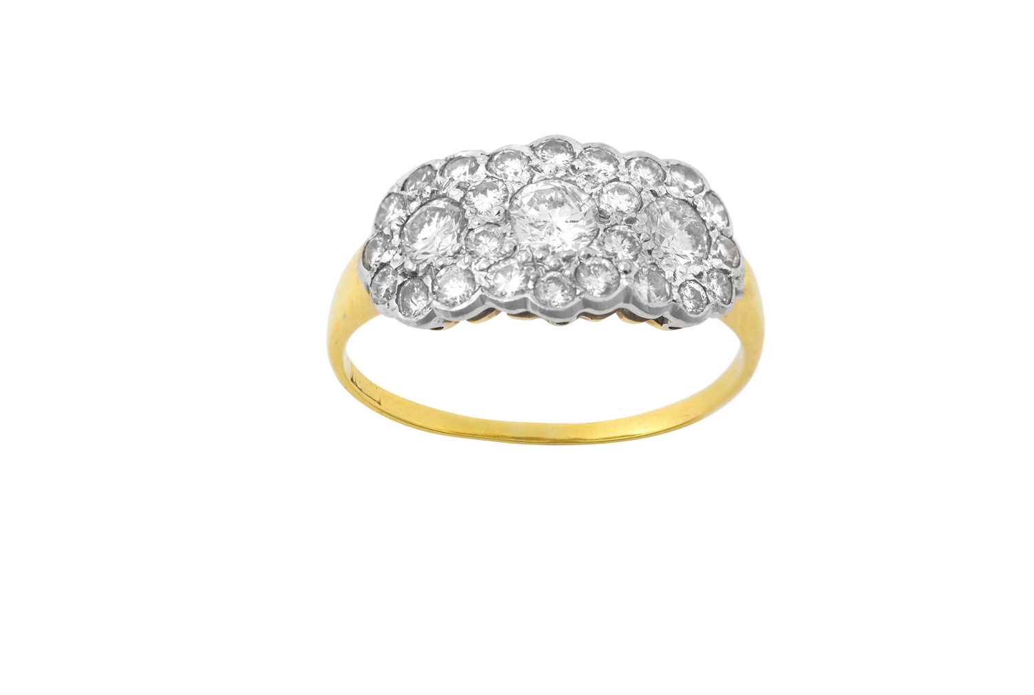 Lot 2155 - A Diamond Triple Cluster Ring three round...