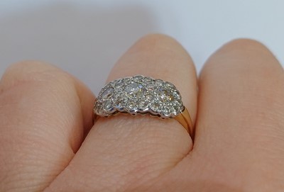 Lot 2155 - A Diamond Triple Cluster Ring three round...