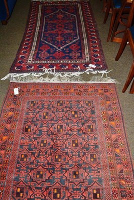 Lot 795 - Yalameh rug, West Anatolia, the indigo stepped lozenge field enclosed by blood red borders, 190...