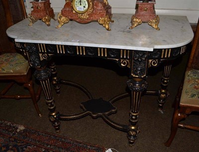 Lot 798 - Ebonised side table with marble top