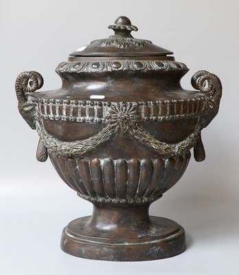 Lot 235 - A Large Bronze Twin-Handled Urn and Cover in...