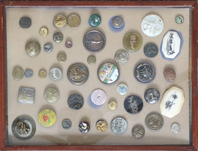 Lot 2072 - Glazed Mounted Display of Decorative Buttons...