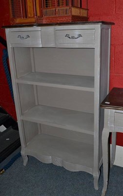 Lot 812 - Shabby chic open bookcase with two drawers