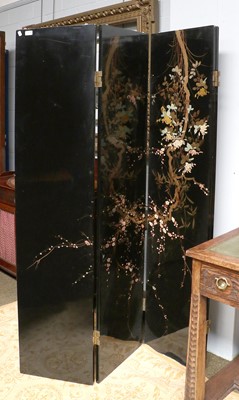 Lot 1379 - A Chinese Lacqured Four Panel Dressing Screen,...