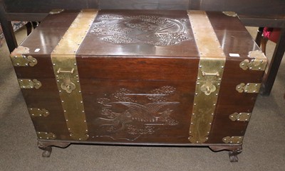 Lot 1329 - A 20th Century Chinese Brass Mounted Chest,...