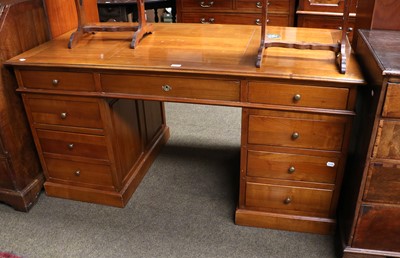 Lot 1492 - A Georgian Style Cherry Wood Twin Pedestal...