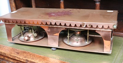 Lot 278 - A Copper Hot Plate, with two spirit burners