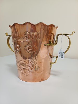 Lot 152 - A Jugendstil Brass and Copper Twin-Handled...