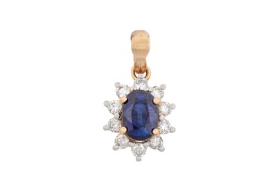 Lot 2192 - A Sapphire and Diamond Cluster Pendant the...