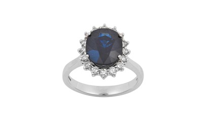 Lot 2214 - An 18 Carat White Gold Sapphire and Diamond...