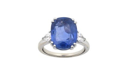 Lot 2258 - A Sapphire and Diamond Ring the cushion cut...