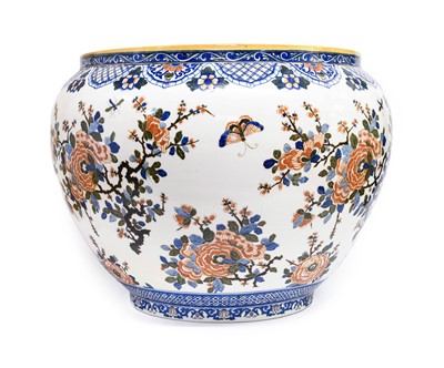 Lot 91 - A Large Gien Faience Jardiniere, early 20th...