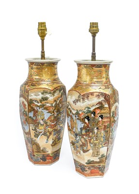 Lot 139 - A Pair of Japanese Satsuma Earthenware Vases,...