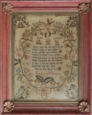 Lot 90 - A Regency Silk Embroidered Sampler, worked by...