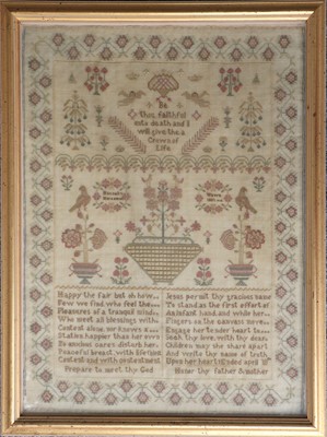 Lot 179 - A Pictorial Sampler with Religious Verse,...