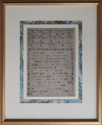 Lot 178 - An Alphabet and Verse Sampler, worked by...