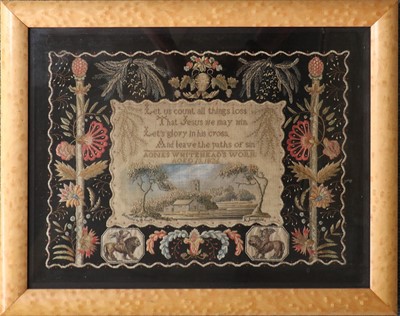 Lot 73 - An Embroidered Picture, worked by Agnes...