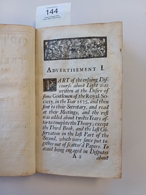 Lot 144 - Newton (Sir Isaac). Opticks: or, A Treatise of...