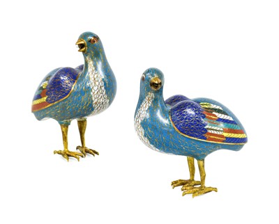 Lot 165 - A Pair of Chinese Cloisonné Enamel Quail, late...